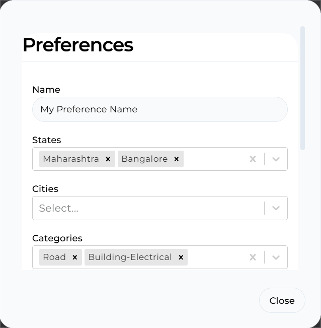 Set My Tender Preference